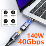 UC-062-MF Magnetic 40Gbps USB-C Male to Female Adapter 140W USB4.0 Quick Data Transfer 8K 60Hz Video Output Type-C Convertor for MacBook and Type C Devices