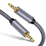 2m 3,5 mm han-til-han audio aux-kabel HiFi stereo flettet TRRS audio forlængerkabel til mikrofon højttaler hovedtelefoner