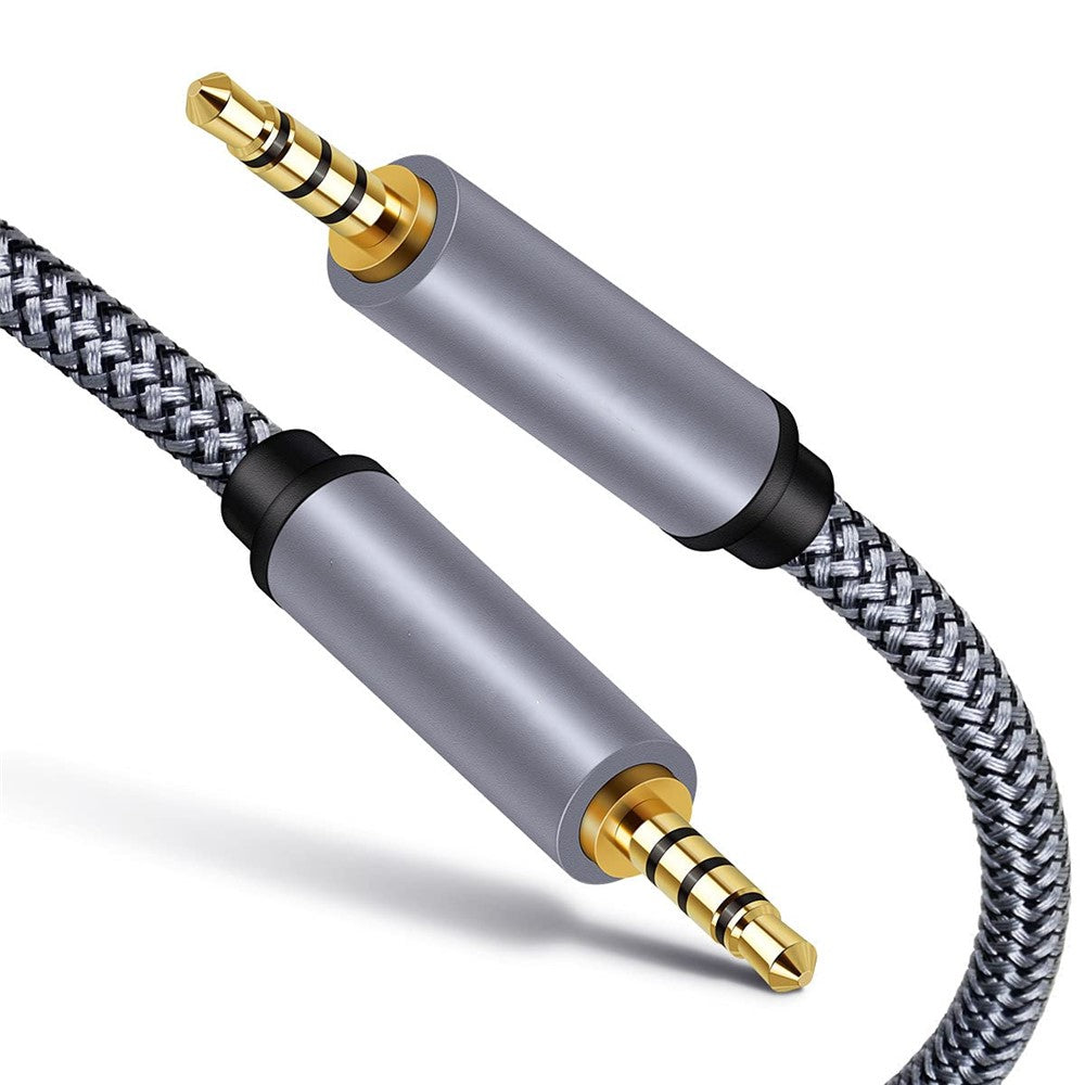 2m 3,5 mm han-til-han audio aux-kabel HiFi stereo flettet TRRS audio forlængerkabel til mikrofon højttaler hovedtelefoner