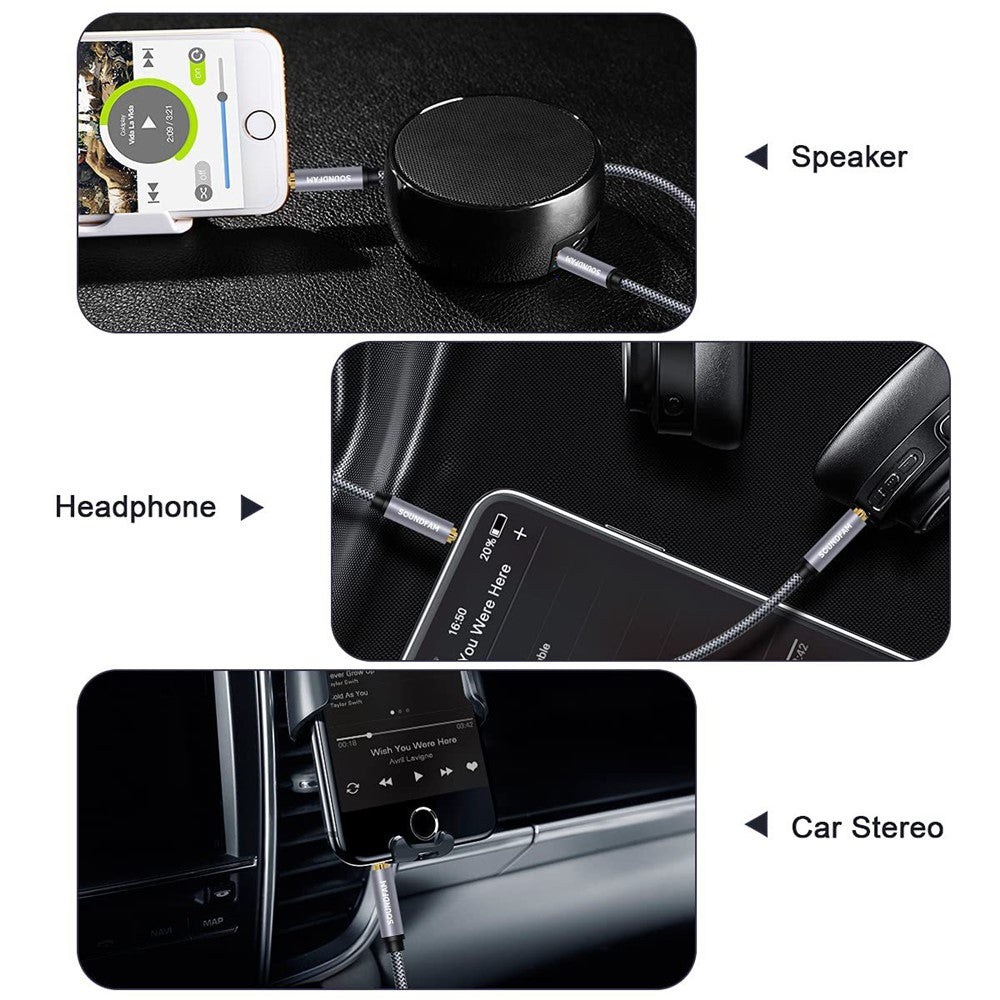 2m 3,5 mm han-til-han audio aux-kabel HiFi stereo flettet TRRS audio forlængerkabel til mikrofon højttaler hovedtelefoner