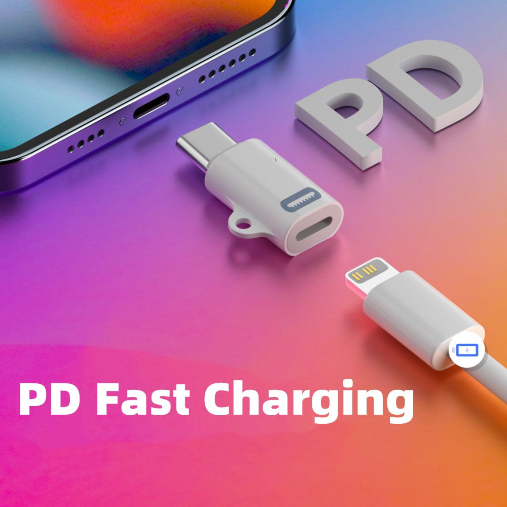 Compatible with iPhone 15 Series 8Pin Female to Type-C Male Adapter 27W PD Fast Charging Adapter with Hook