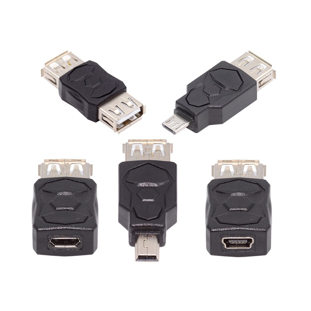 U2-006-AF 5Pcs Micro USB 2.0 OTG Mini USB 5Pin Type-A Male to Female Data Charge Adapter