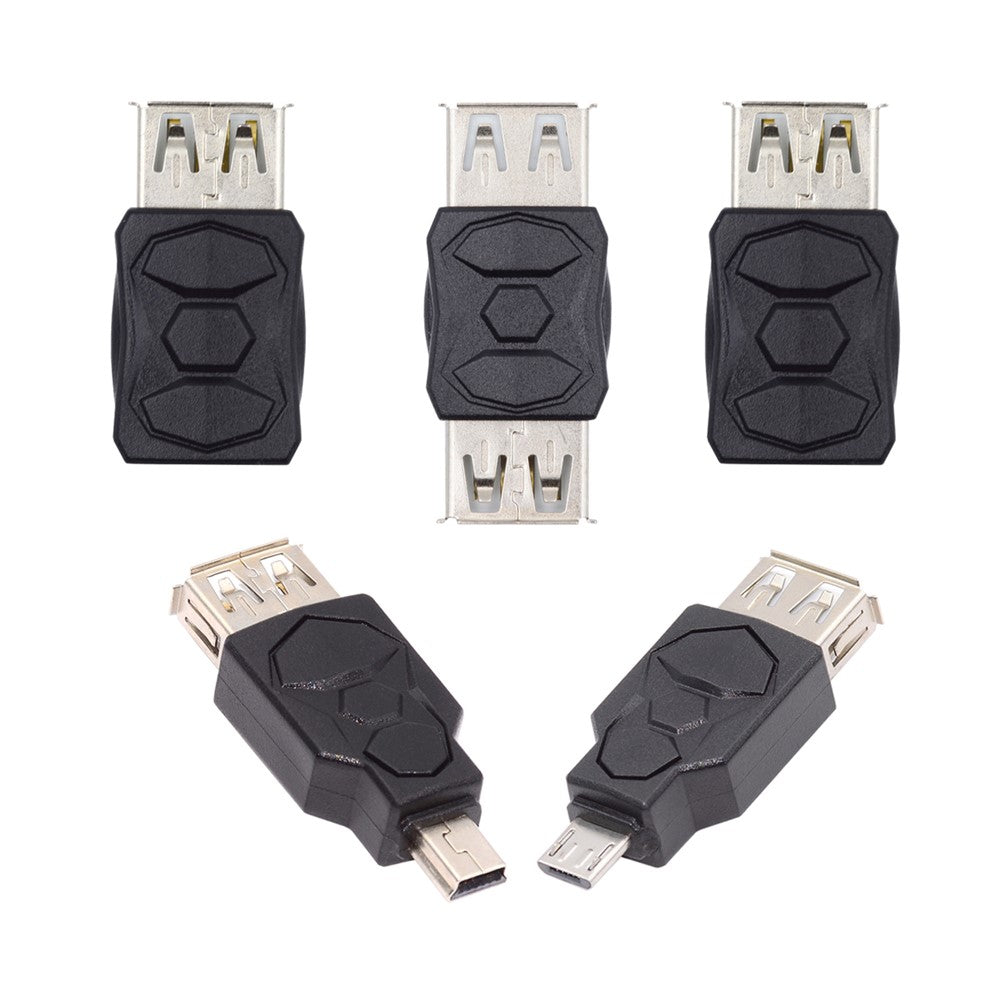 U2-006-AF 5Pcs Micro USB 2.0 OTG Mini USB 5Pin Type-A Male to Female Data Charge Adapter