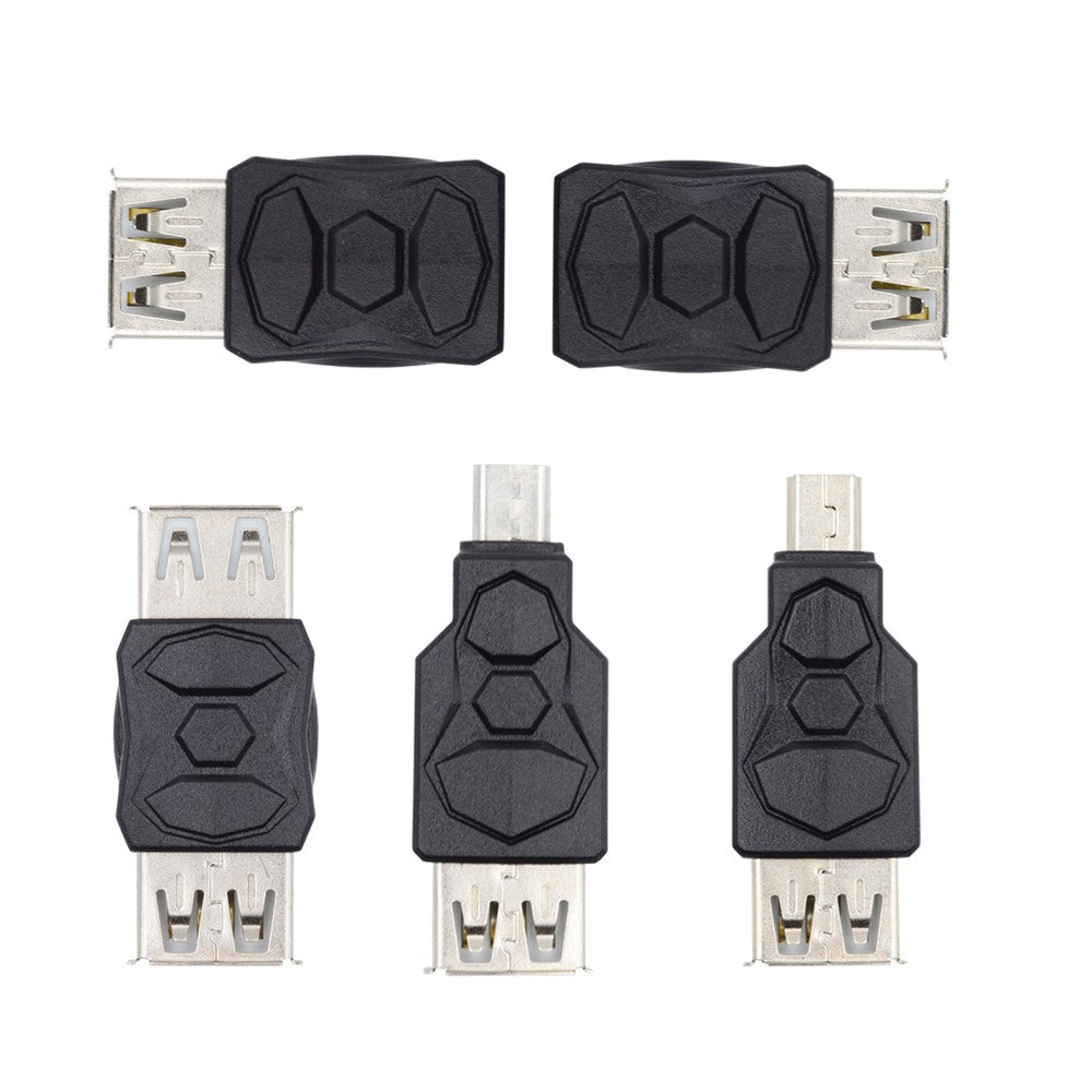 U2-006-AF 5Pcs Micro USB 2.0 OTG Mini USB 5Pin Type-A Male to Female Data Charge Adapter