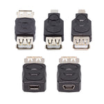 U2-006-AF 5Pcs Micro USB 2.0 OTG Mini USB 5Pin Type-A Male to Female Data Charge Adapter