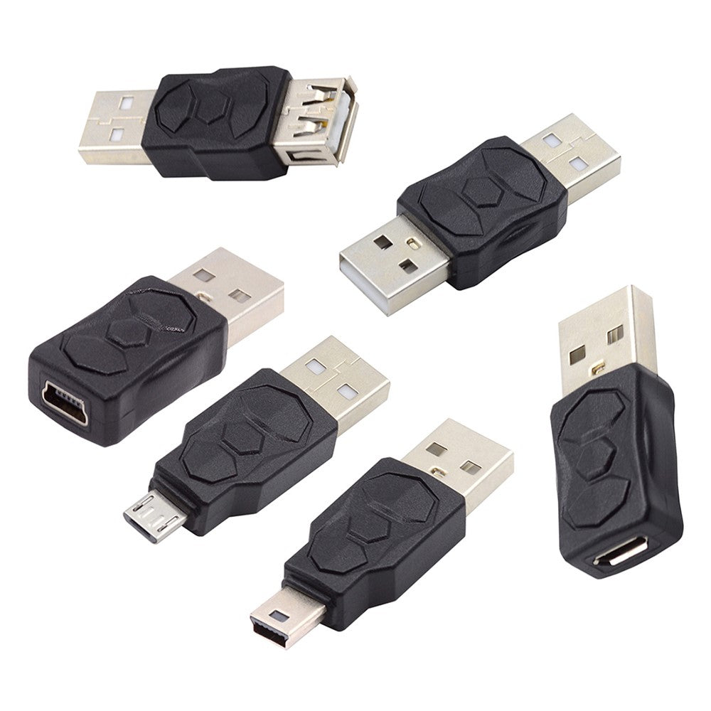 U2-006-AM 6Pcs Type-A Micro USB 2.0 Mini USB 5Pin Male to Female Extension Data Power Adapter