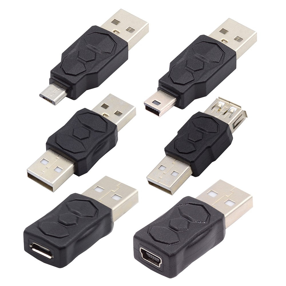 U2-006-AM 6Pcs Type-A Micro USB 2.0 Mini USB 5Pin Male to Female Extension Data Power Adapter