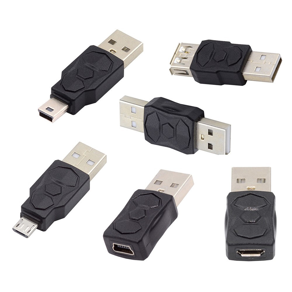 U2-006-AM 6Pcs Type-A Micro USB 2.0 Mini USB 5Pin Male to Female Extension Data Power Adapter