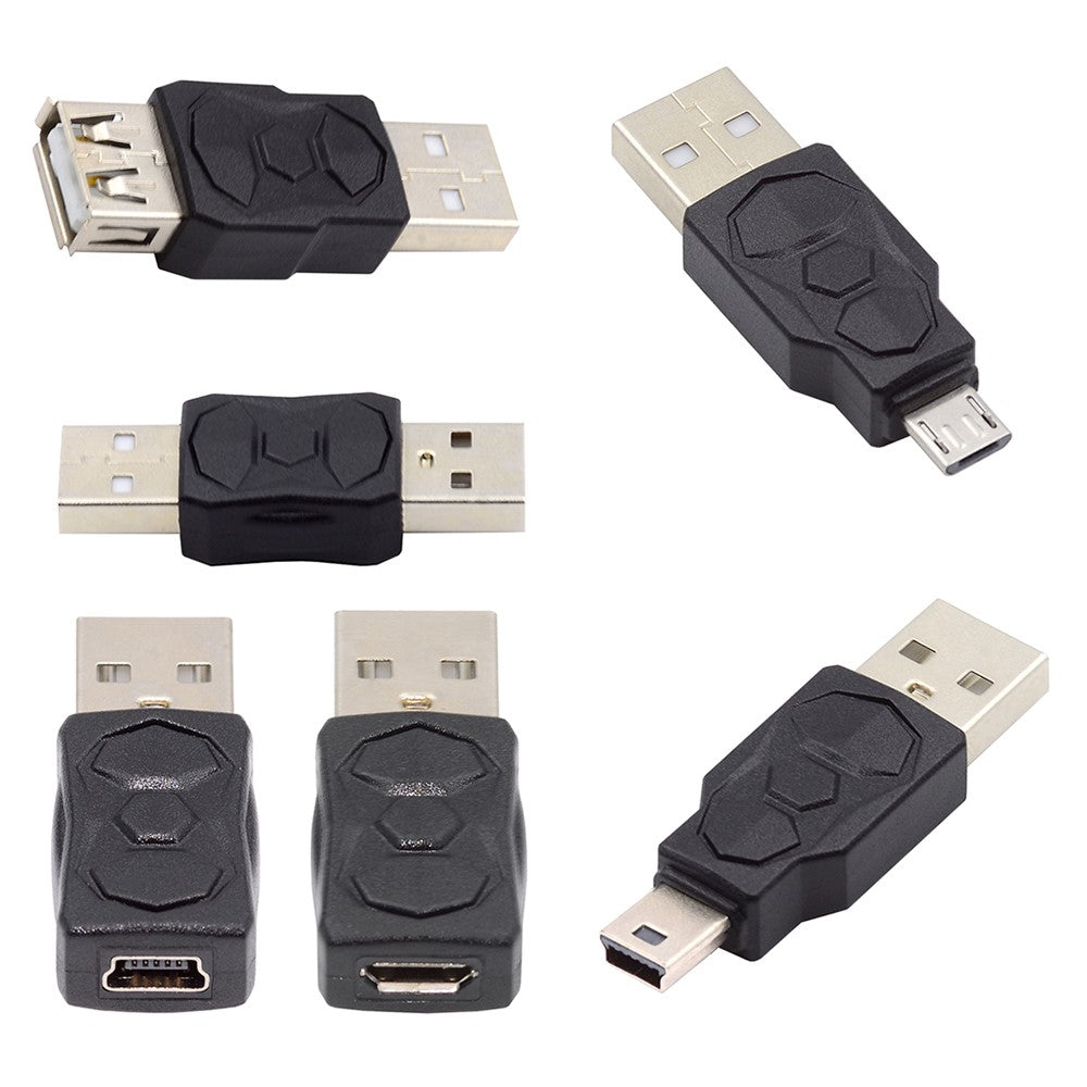 U2-006-AM 6Pcs Type-A Micro USB 2.0 Mini USB 5Pin Male to Female Extension Data Power Adapter
