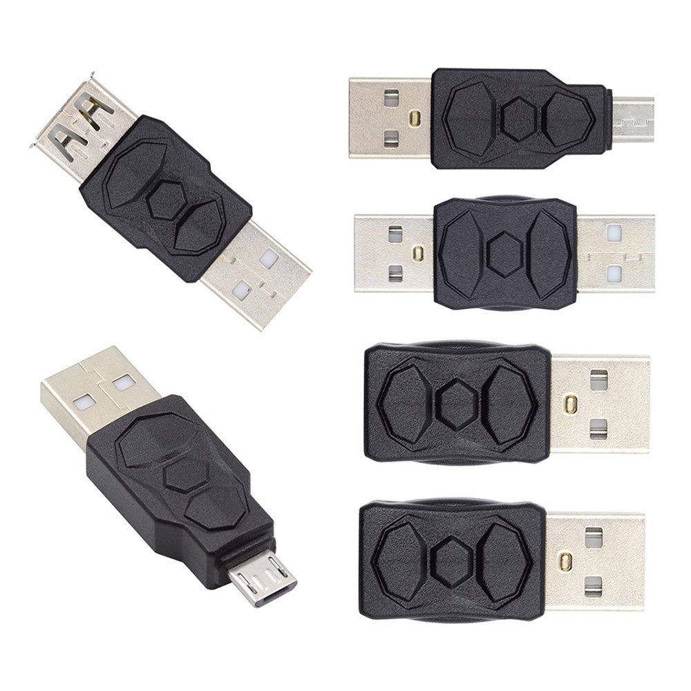 U2-006-AM 6Pcs Type-A Micro USB 2.0 Mini USB 5Pin Male to Female Extension Data Power Adapter