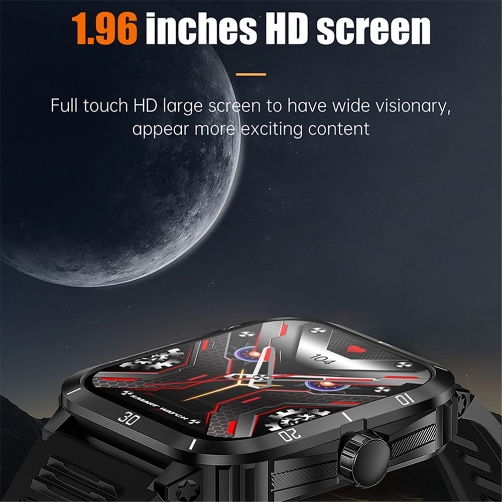 KT71 3ATM Waterproof Outdoor Sports Watch 1.96-inch Screen Bluetooth-compatible Call Smart Bracelet (APP: DaFit)
