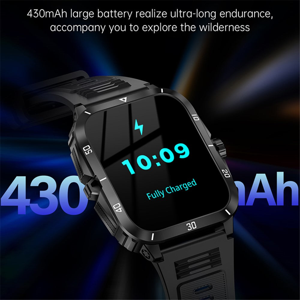 KT71 3ATM Waterproof Outdoor Sports Watch 1.96-inch Screen Bluetooth-compatible Call Smart Bracelet (APP: DaFit)