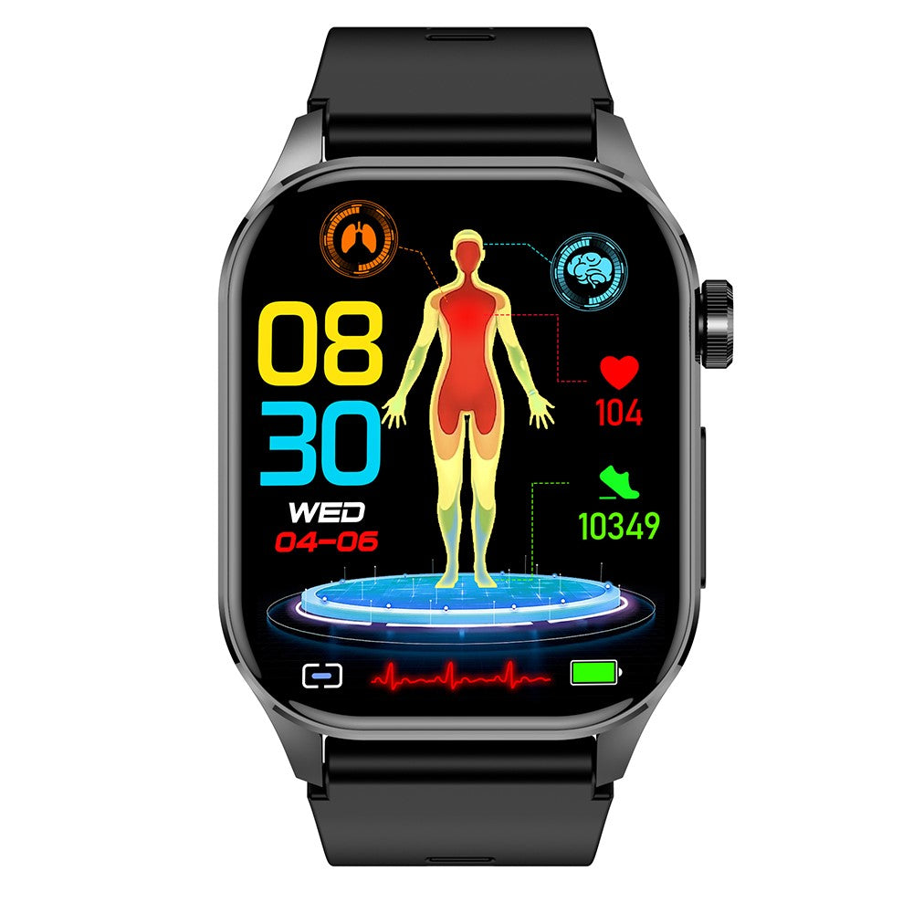 ET580 2,04" AMOLED-skærm, EKG-sundhedsovervågning, Smartwatch, Silikonerem