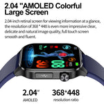 ET580 2,04" AMOLED-skærm, EKG-sundhedsovervågning, Smartwatch, Silikonerem