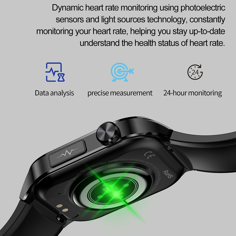 ET580 2,04" AMOLED-skærm, EKG-sundhedsovervågning, Smartwatch, Silikonerem