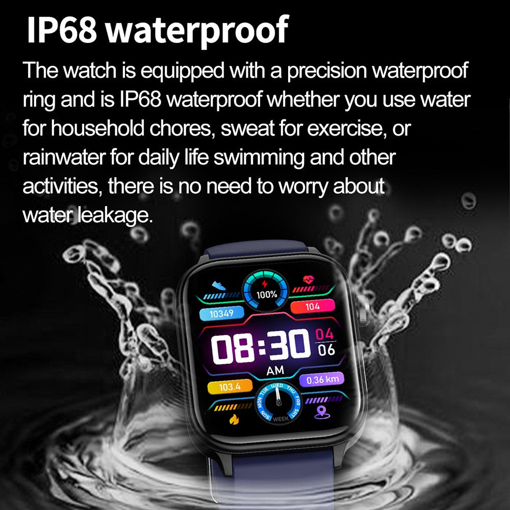 ET570 1.96" Smart Watch Bluetooth-compatible Call Heart Rate Fitness Tracker with Silicone Strap