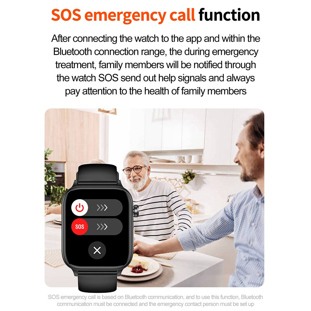 ET570 1.96" Smart Watch Bluetooth-compatible Call Heart Rate Fitness Tracker with Silicone Strap