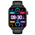 ET570 Smart Watch with Bluetooth-compatible Call, ECG, Body Temperature, Heart Rate, Blood Pressure, Multi-Sport Modes - Leather Strap