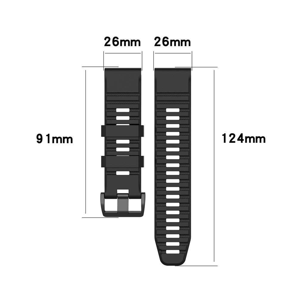 Rubber Smart Watch Band Replacement Strap [26mm Width] for Garmin Fenix 7X/Fenix 6x/5x