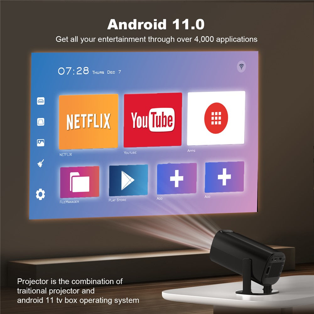 P30 Mini Projector Android 11 WiFi 6 4K 1080P Bluetooth-Compatible 5.0 Home Cinema Projector
