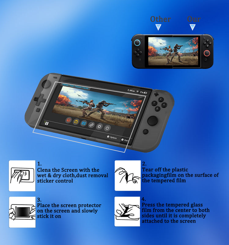 2 stk. skærmbeskyttere til Nintendo Switch, højaluminiums-siliciumglas HD klare anti-ridsefilm med justeringsramme