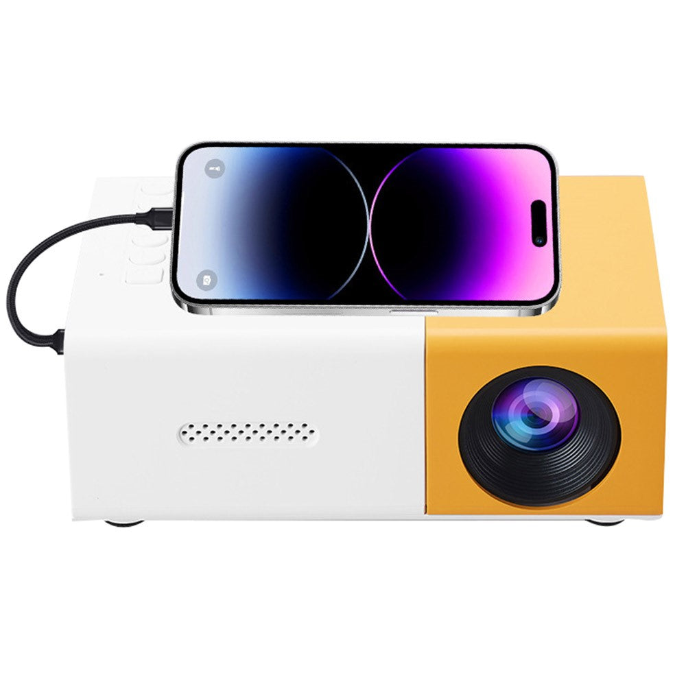 YG300S Mini Portable Projector Wired Phone Mirroring LED Video Projector 24-60 Inch Display for Bedroom Kids Entertainment