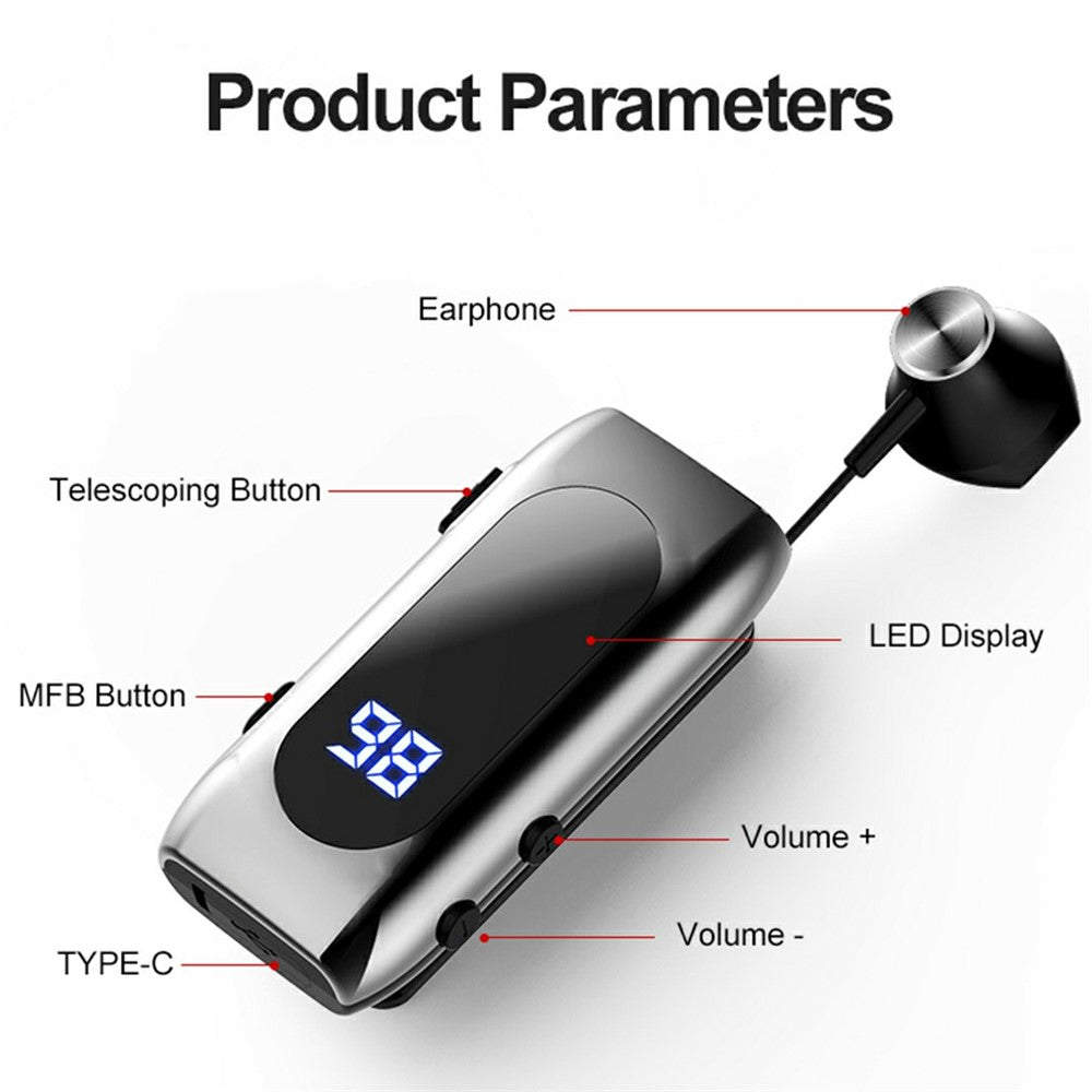 K55 Mono Bluetooth-kompatibelt headset trådløs vibration business clip-on med teleskopkabel semi-in-ear høretelefon