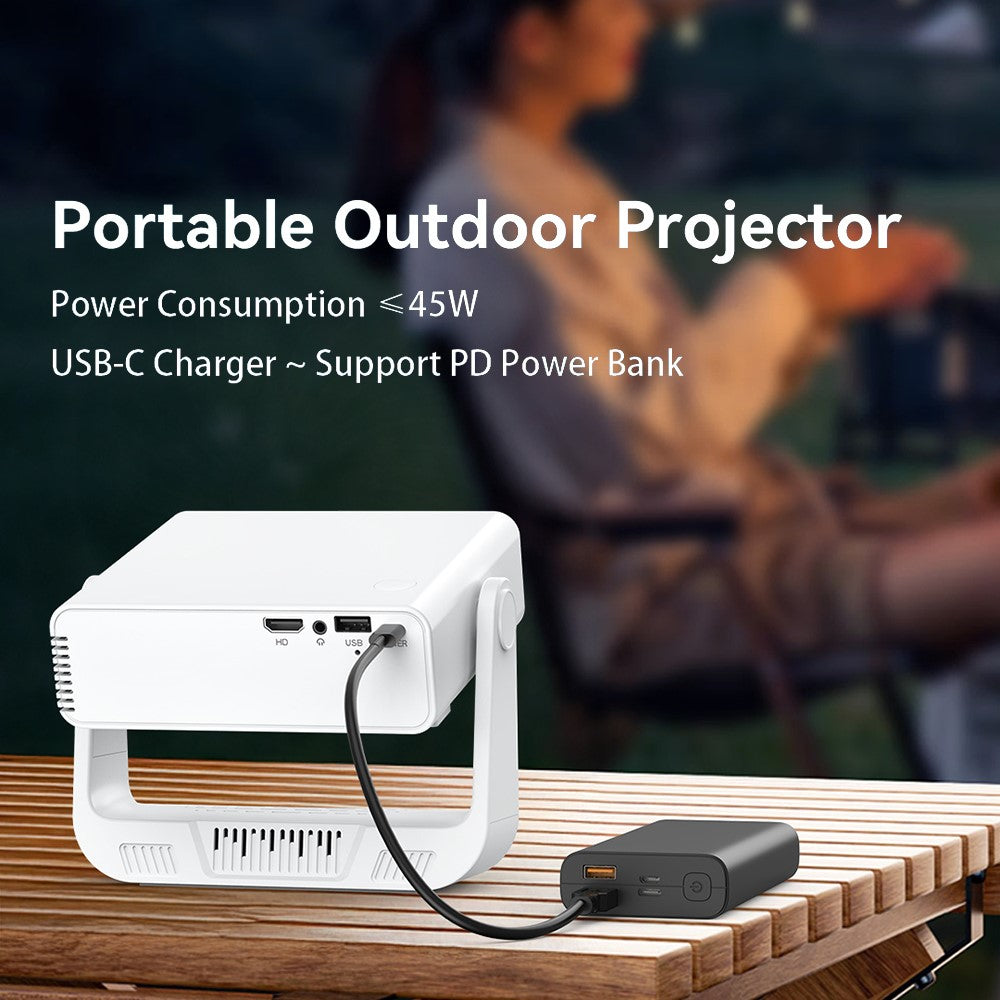 IMC880 Bærbar 4K-projektor WiFi 6 BT 5.0 200 ANSI Lumen Android 14 Miniprojektor, 1+8GB