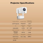 IMC360 LCD Projector 320 ANSI Lumen 1080P WiFi 6 Android 11 1GB+8GB Autofocus Projector for Home Theater, Single Speaker