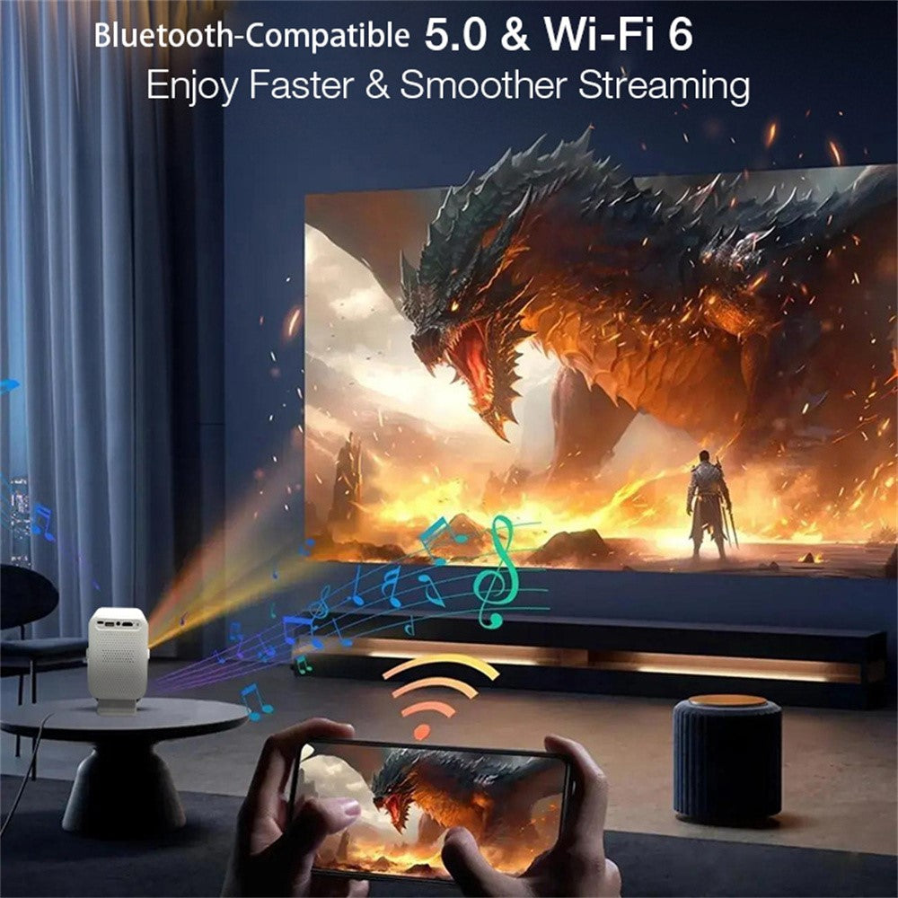 IMC600 Pro Mini Bærbar Projektor 1+8GB Lagerplads 720P HD WiFi 6 Android 14 Autofokus Hjemmebiografprojektor