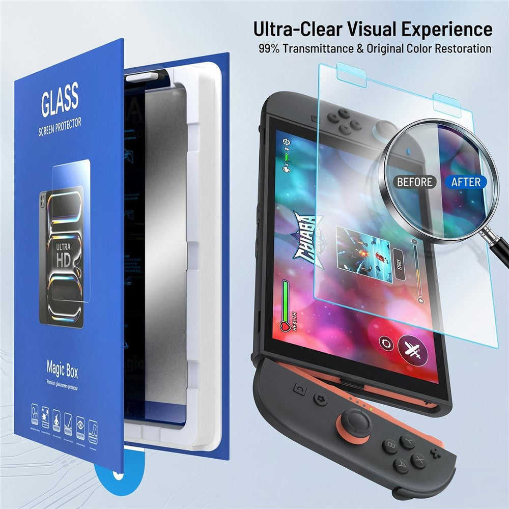 For Nintendo Switch 2 Screen Protector Ultra Clear Tempered Glass Film with Dust-Free Installation Tool