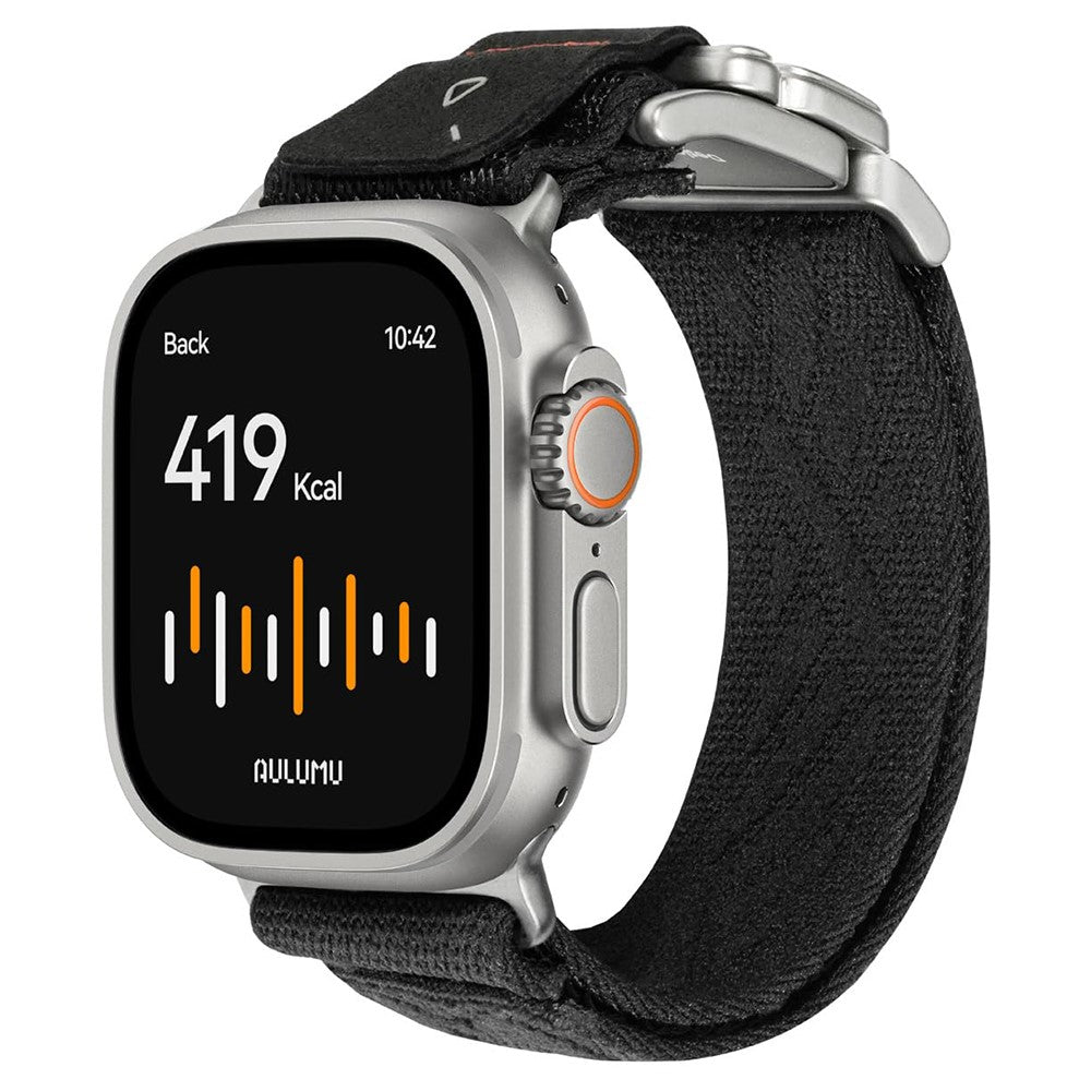 AULUMU C03-armbånd i titanlegering til Apple Watch Ultra 4 3 2 1 49 mm / Serie 12 11 10 46 mm / 9 8 7 45 mm / SE3 SE2 SE 6 5 4 44 mm / 3 2 1 42 mm, magnetisk spænde, hurtig afmontering, mikrofiberarmbånd