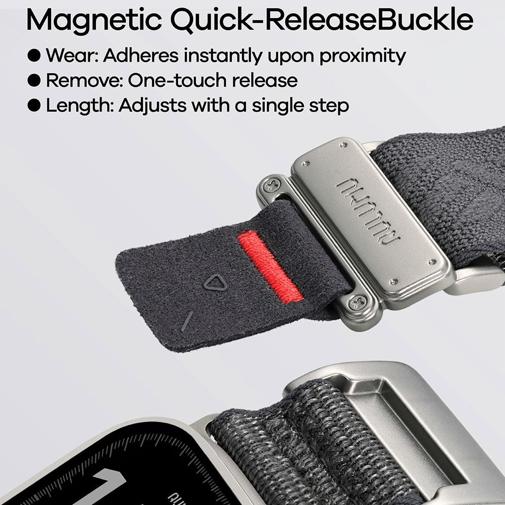 AULUMU C03-armbånd i titanlegering til Apple Watch Ultra 4 3 2 1 49 mm / Serie 12 11 10 46 mm / 9 8 7 45 mm / SE3 SE2 SE 6 5 4 44 mm / 3 2 1 42 mm, magnetisk spænde, hurtig afmontering, mikrofiberarmbånd