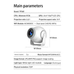 TP360 Mini Smart Projektor Android 14.0 WiFi 6 Bluetooth 5.4 270 Graders Rotation til Hjemmet Udendørs