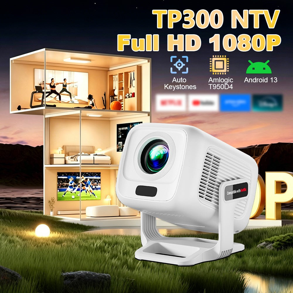 TP300 NTV 1080P Projektor Android 13 Amlogic T950D4 Chip Netflix-kompatibel WiFi6 til hjemmebiograf