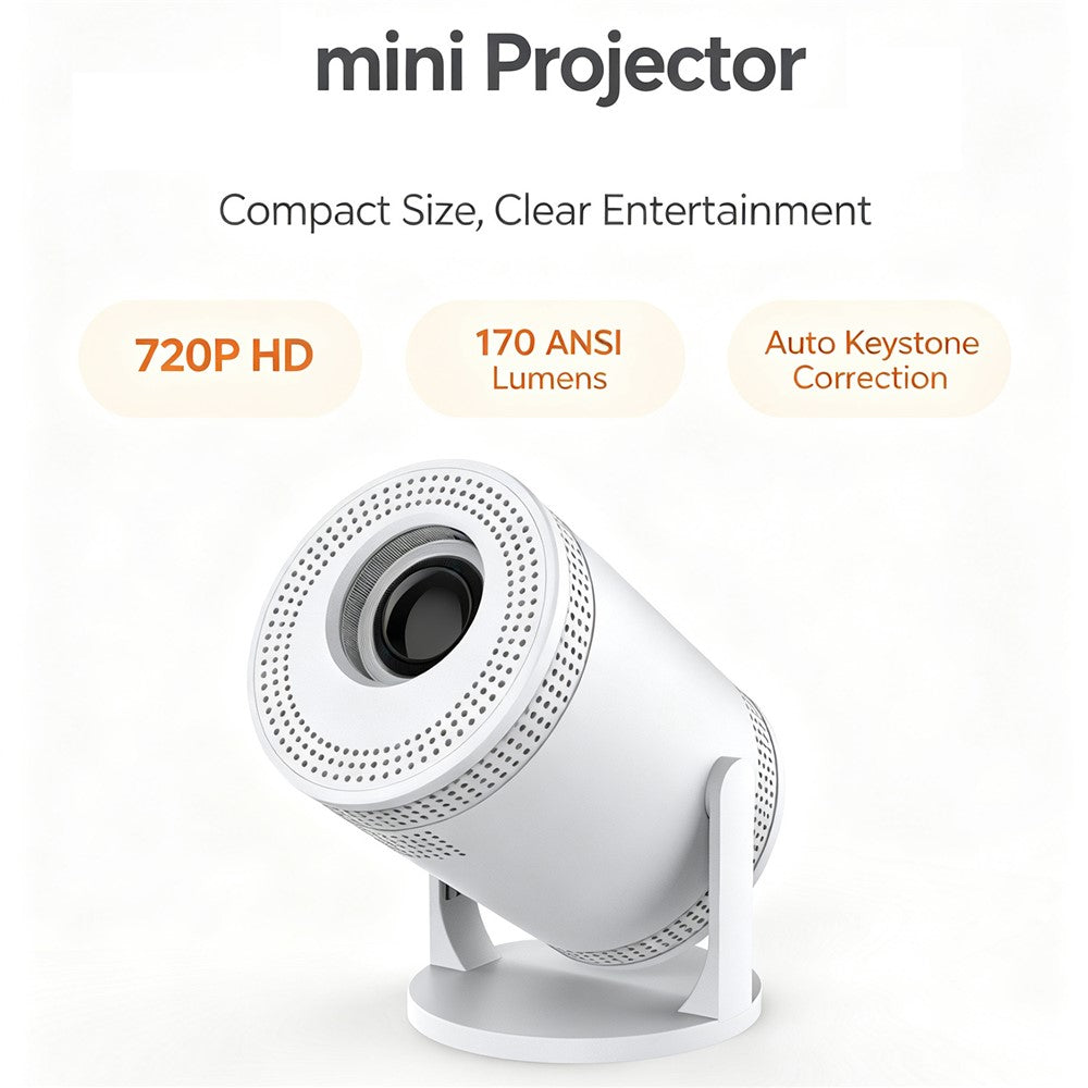 IMC300 Android 14 Mini Projektor 720P 170 ANSI Bluetooth-kompatibel 5.2 WiFi 6 Bærbart Hjemmebiografsystem, 1+8GB