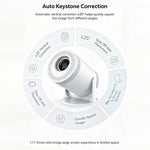 IMC300 Android 14 Mini Projektor 720P 170 ANSI Bluetooth-kompatibel 5.2 WiFi 6 Bærbart Hjemmebiografsystem, 1+8GB