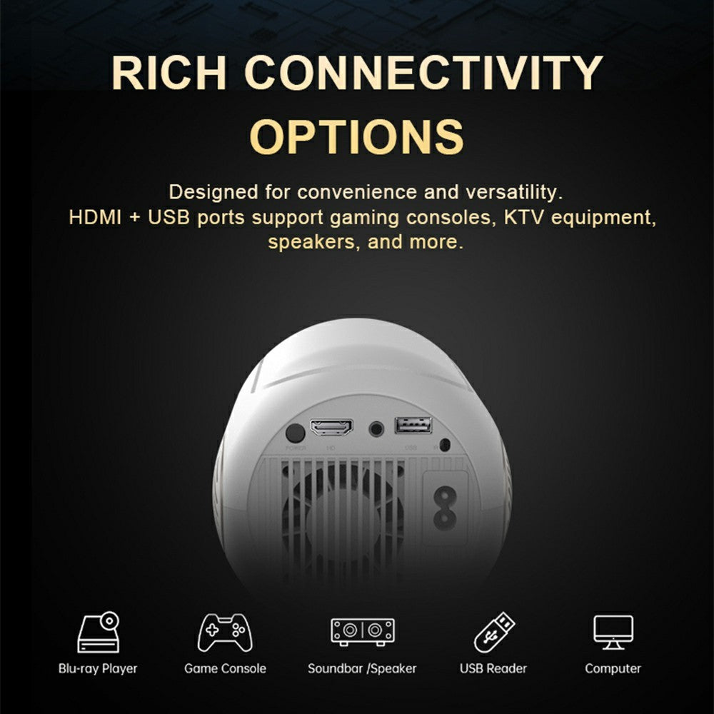 TS-16 1080P HD Hidden Lifting Gimbal Projector 6-Axis Keystone Correction Built-in Speaker, 2+16GB