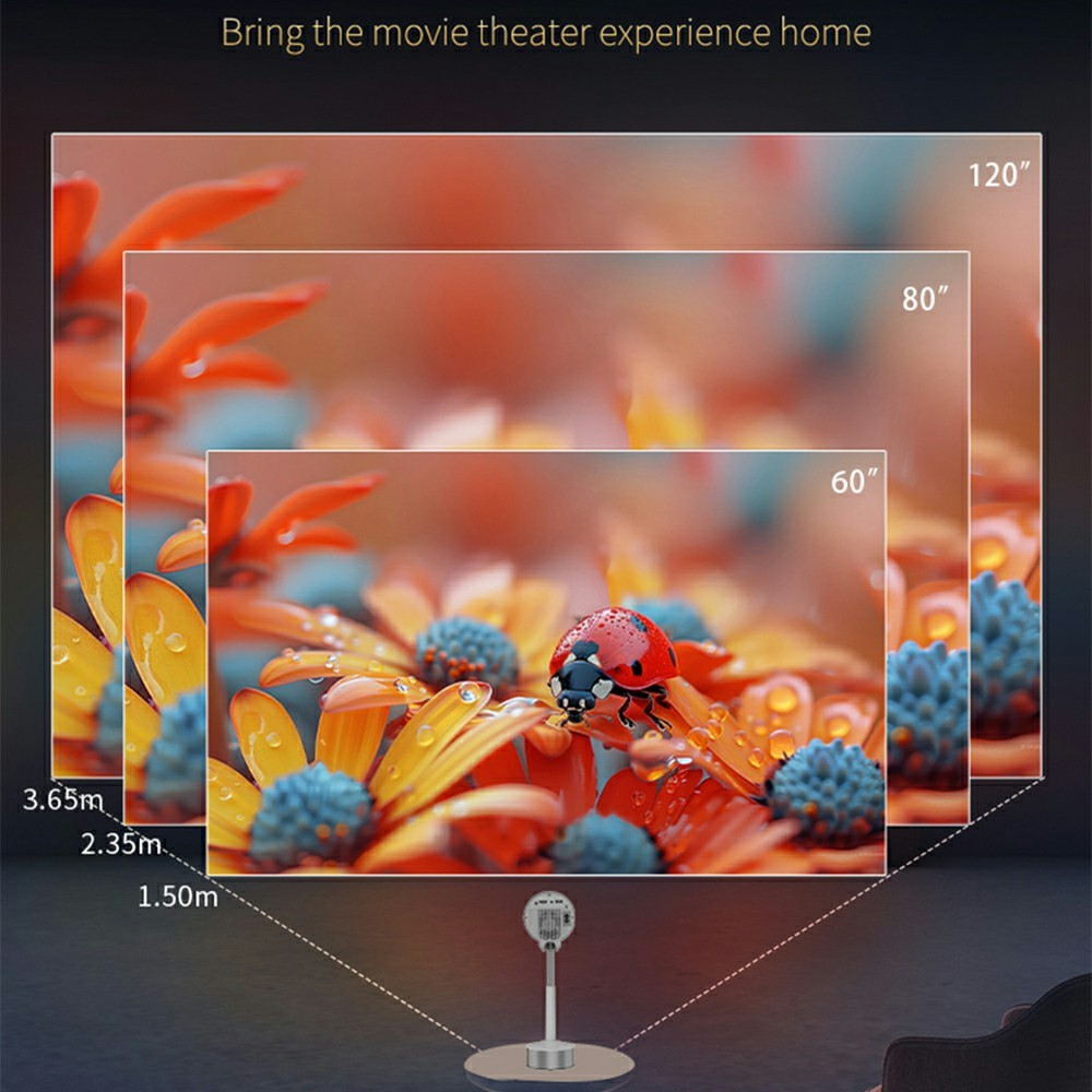 TS-17 Hidden Lifting Gimbal 1080P Projector Built-in Speaker Mini Home Theater, 2+16GB