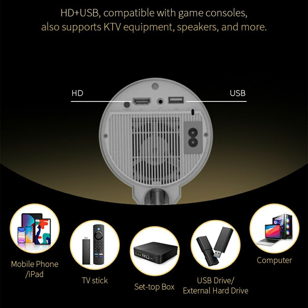TS-17 Hidden Lifting Gimbal 1080P Projector Built-in Speaker Mini Home Theater, 2+16GB
