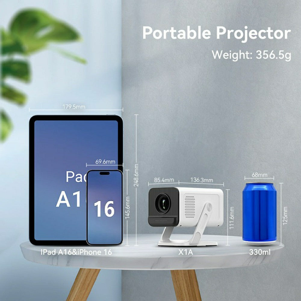 X1AR Android 14 Bærbar Projektor 1280x720P 4K 150 ANSI WiFi 6 BT 5.4 til Udendørs Hjemmebiograf