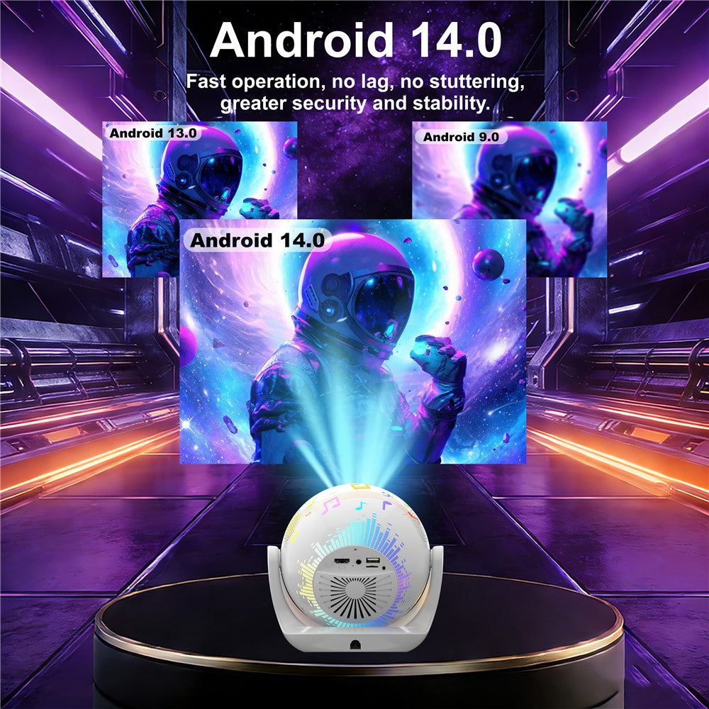V6 Smart Projector 8K Decoding 200 ANSI Lumens 180° Rotation Android 14 Wi-Fi 6 Karaoke for Home Theater