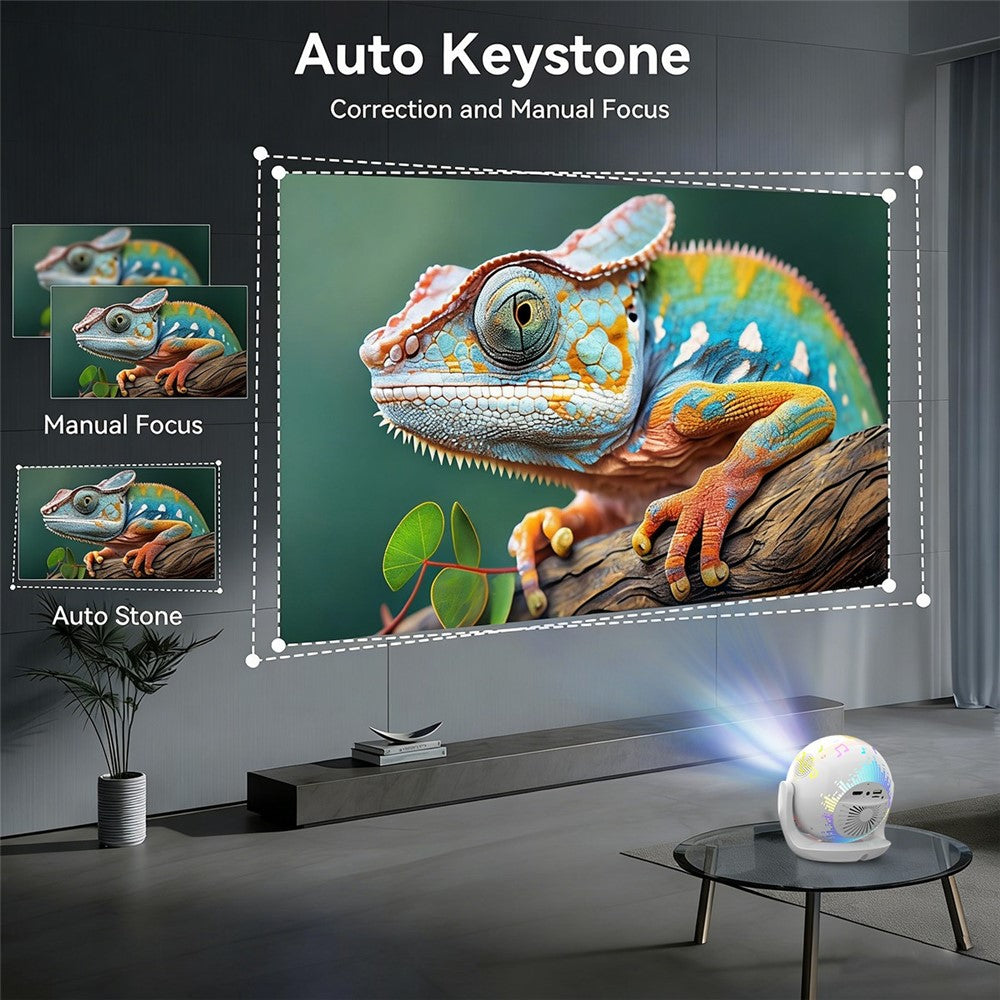 V6 Smart Projector 8K Decoding 200 ANSI Lumens 180° Rotation Android 14 Wi-Fi 6 Karaoke for Home Theater