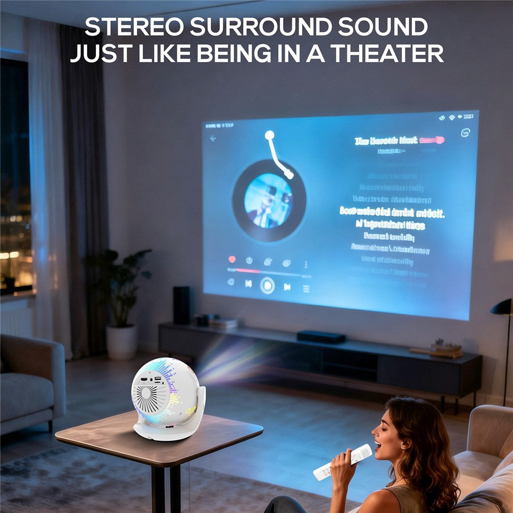 V6 Smart Projector 8K Decoding 200 ANSI Lumens 180° Rotation Android 14 Wi-Fi 6 Karaoke for Home Theater
