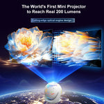 V6 Smart Projector 8K Decoding 200 ANSI Lumens 180° Rotation Android 14 Wi-Fi 6 Karaoke for Home Theater