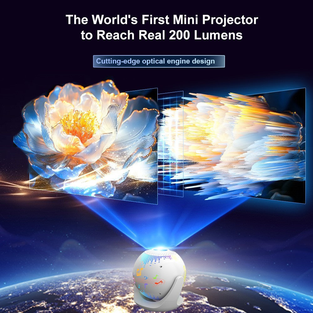 V6 Smart Projector 8K Decoding 200 ANSI Lumens 180° Rotation Android 14 Wi-Fi 6 Karaoke for Home Theater