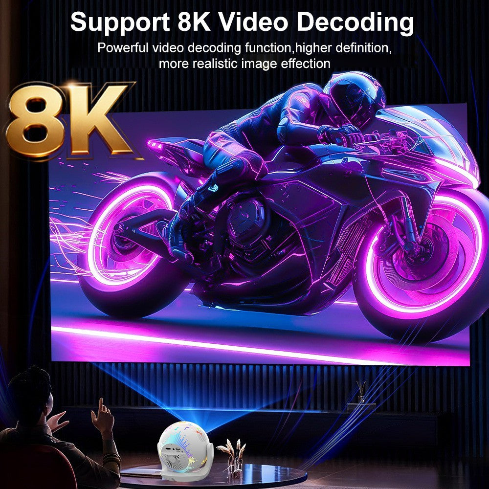 V6 Smart Projector 8K Decoding 200 ANSI Lumens 180° Rotation Android 14 Wi-Fi 6 Karaoke for Home Theater