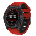 Garmin Fenix 7X Pro 51mm / Fenix 7X Tvåfärgad Sportklockarmband Silikon Andningsbart Armband