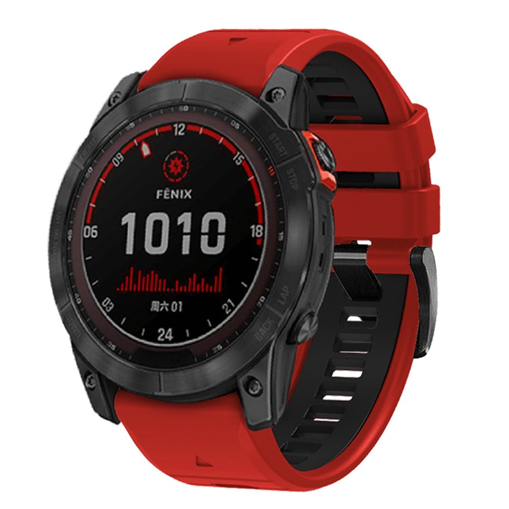 Garmin Fenix 7X Pro 51mm / Fenix 7X Tvåfärgad Sportklockarmband Silikon Andningsbart Armband