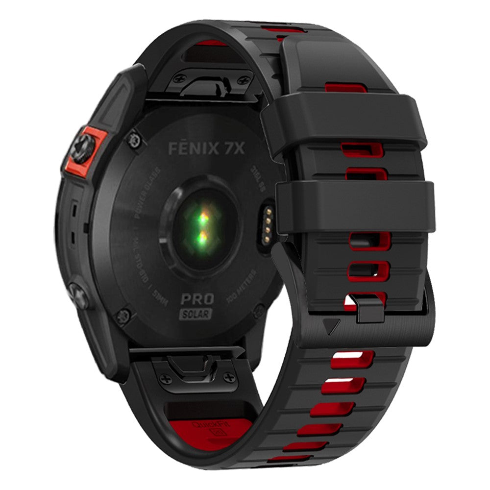 Garmin Fenix 7X Pro 51mm / Fenix 7X Tvåfärgad Sportklockarmband Silikon Andningsbart Armband